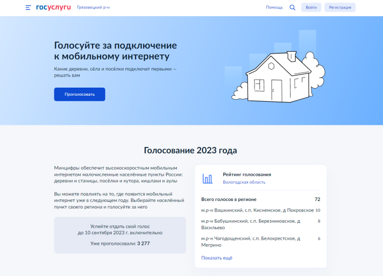 Отдать свой голос за связь в Грязовецком округе можно до 13 августа. Отдать свой голос за связь в Грязовецком округе можно до 13 августа.