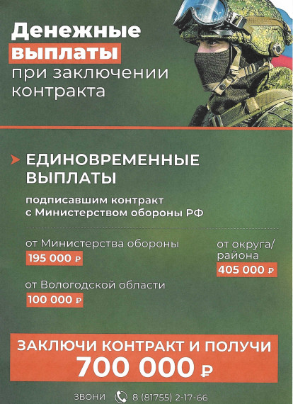 Военный комиссариат Грязовецкого и Междуреченского муниципальных округов продолжает набор на военную службу по контракту.. Военный комиссариат Грязовецкого и Междуреченского муниципальных округов продолжает набор на военную службу по контракту..